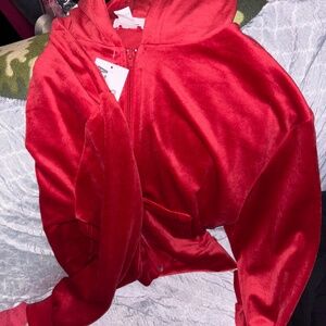 Red velour two piece set